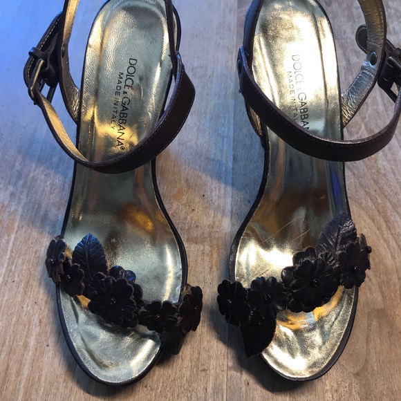 Dolce & Gabbana Leather Floral Platform Heels - Picture 3 of 7